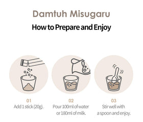 Damtuh Misugaru ingredients close-up highlights roasted black rice and sesame.