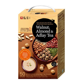 Damtuh walnut almond adlay tea with crunchy nut bits for a flavorful, caffeine-free latte-style drink