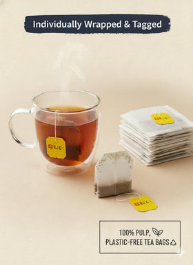 Wrapped tea bags maintain Damtuh Genmaicha's freshness.