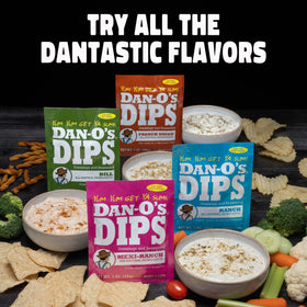 Dan-O’s Dips Mexi-Ranch flavor in a bowl ready to dip with fresh veggies