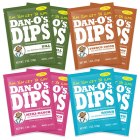 Dan-O’s Dips Ranch flavor served in a bowl with chips for quick party snacking