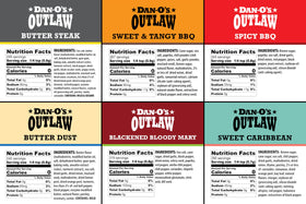 Dan-O's Outlaw ready-to-grill dish image highlights versatile seasoning for meals.