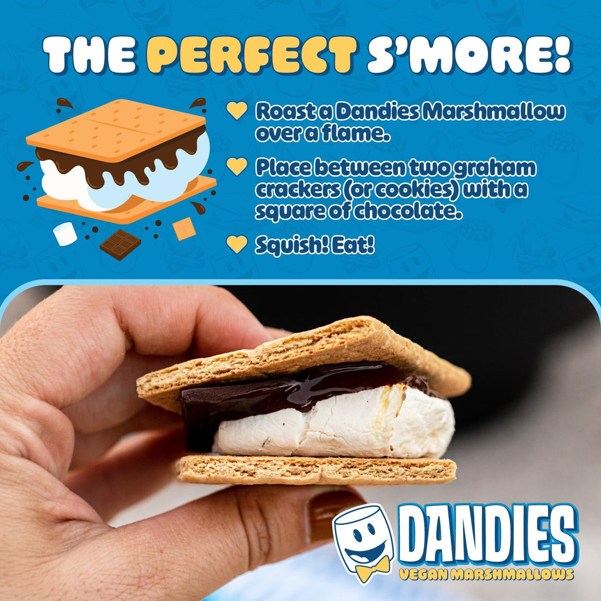 Seven-ingredient vegan marshmallows highlighted on label.