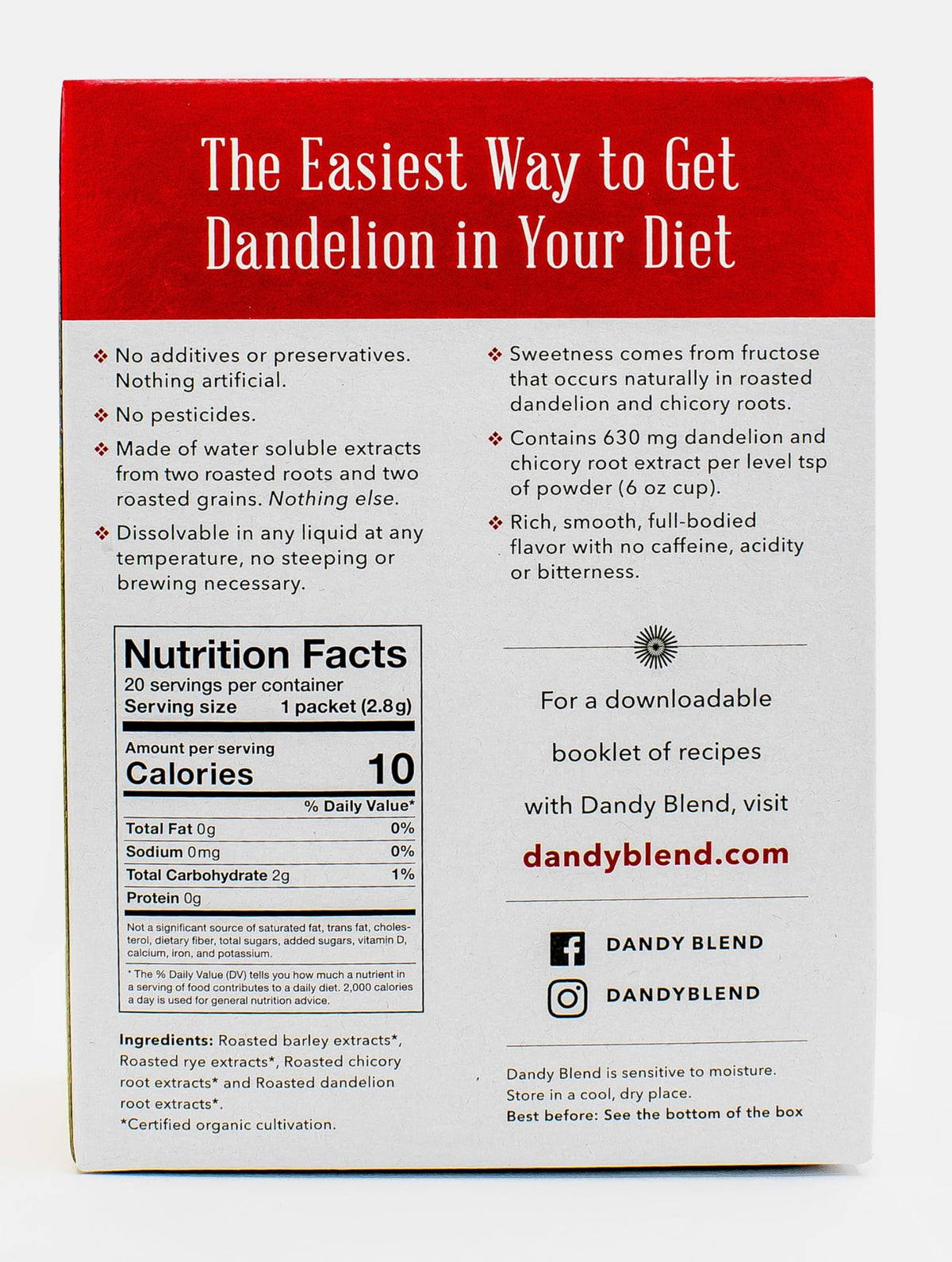 Dandy Blend hot cup ready, offering a full-bodied, caffeine-free alternative to coffee.