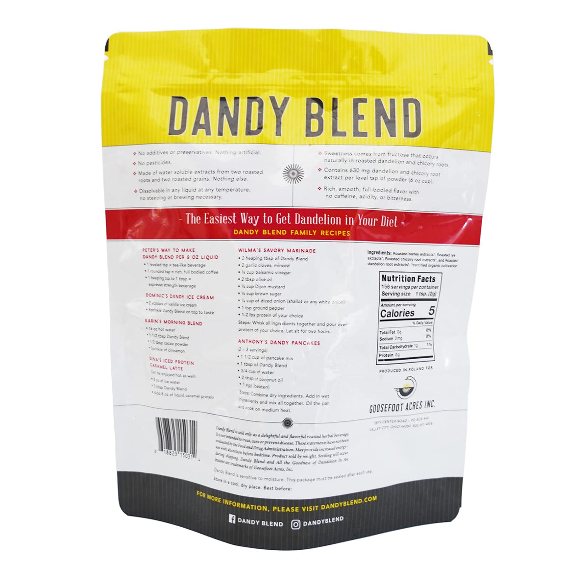 Dandy Blend hot serve preparing a rich full-bodied drink without caffeine