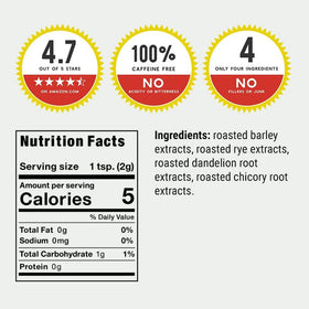 Dandy Blend instant-coffee texture hints at a quick, smooth mix with water.