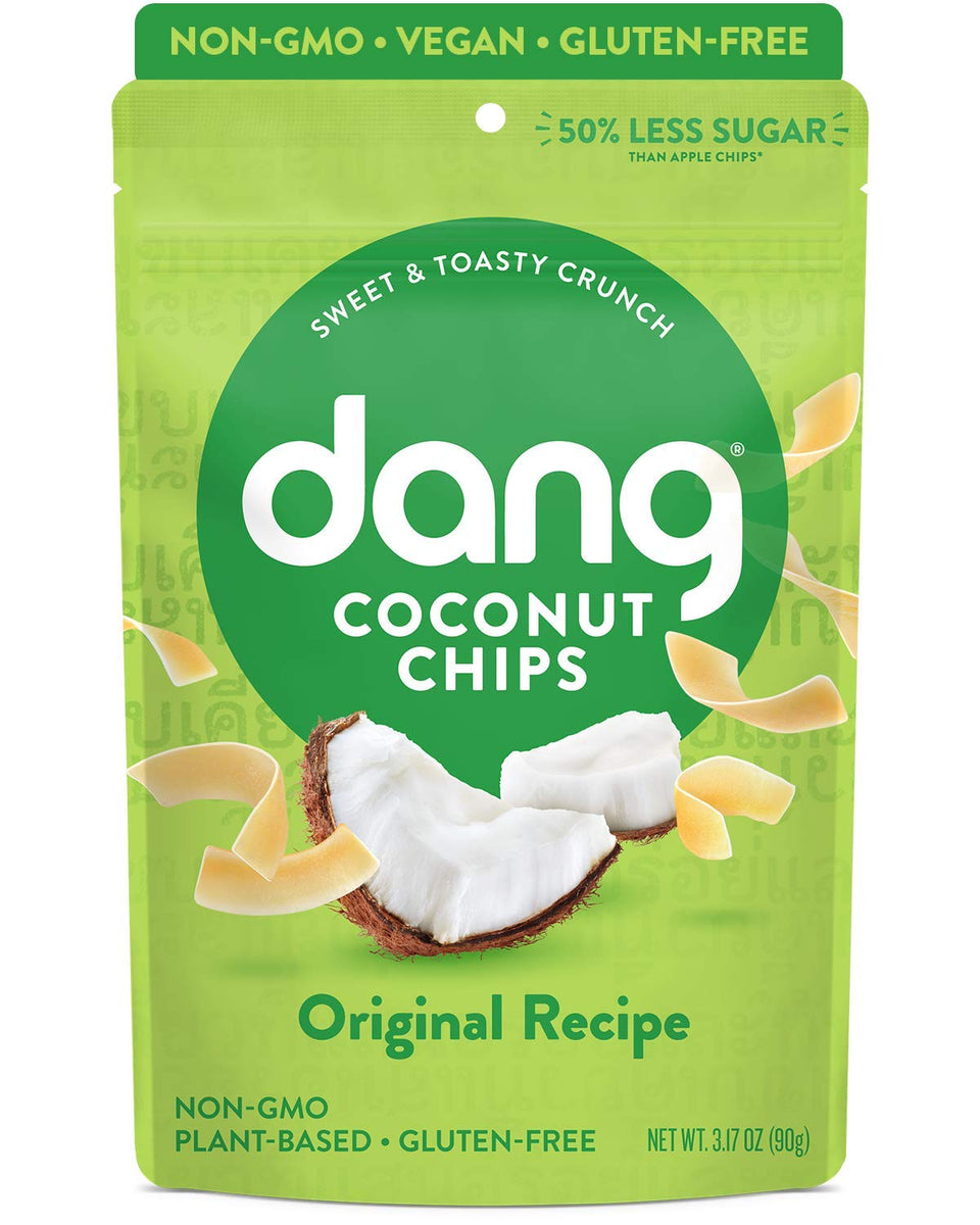 Dang Toasted Coconut Chips Original packaging ideal for on-the-go snacking