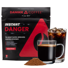Danger Coffee Instant Danger dissolves smoothly in water for quick, rich flavor