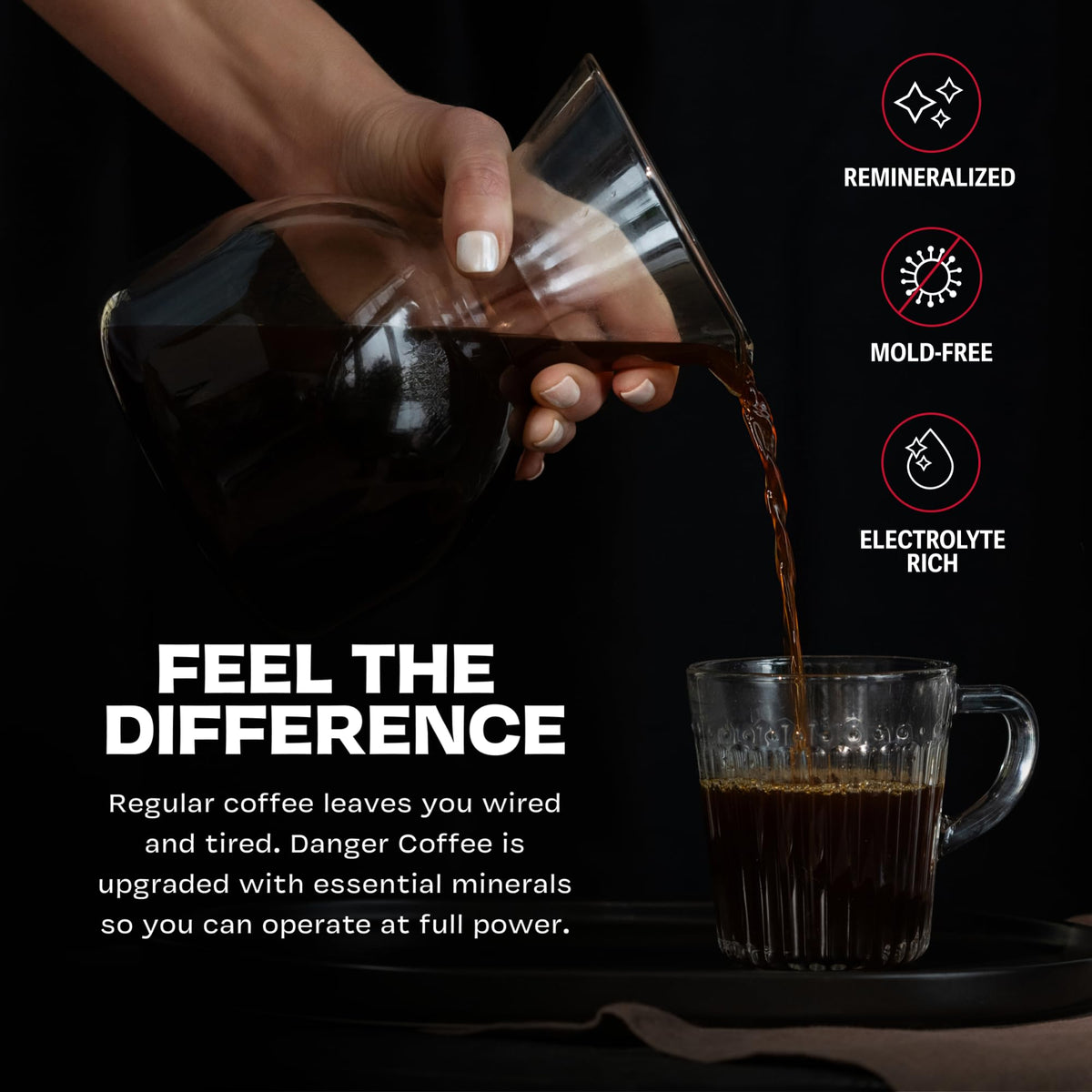 Danger Coffee lab-tested label confirming mold-free quality.
