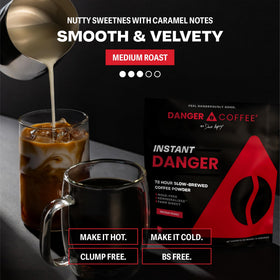 Danger Coffee on-the-go in a travel mug for busy days