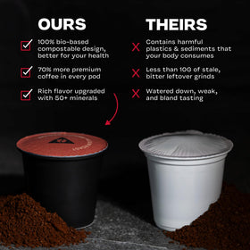 Danger Coffee pod fully compostable materials support easy disposal.
