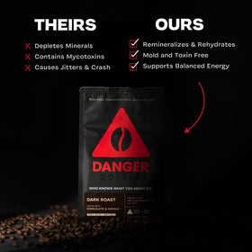 Danger Coffee remineralized minerals close-up for richer flavors
