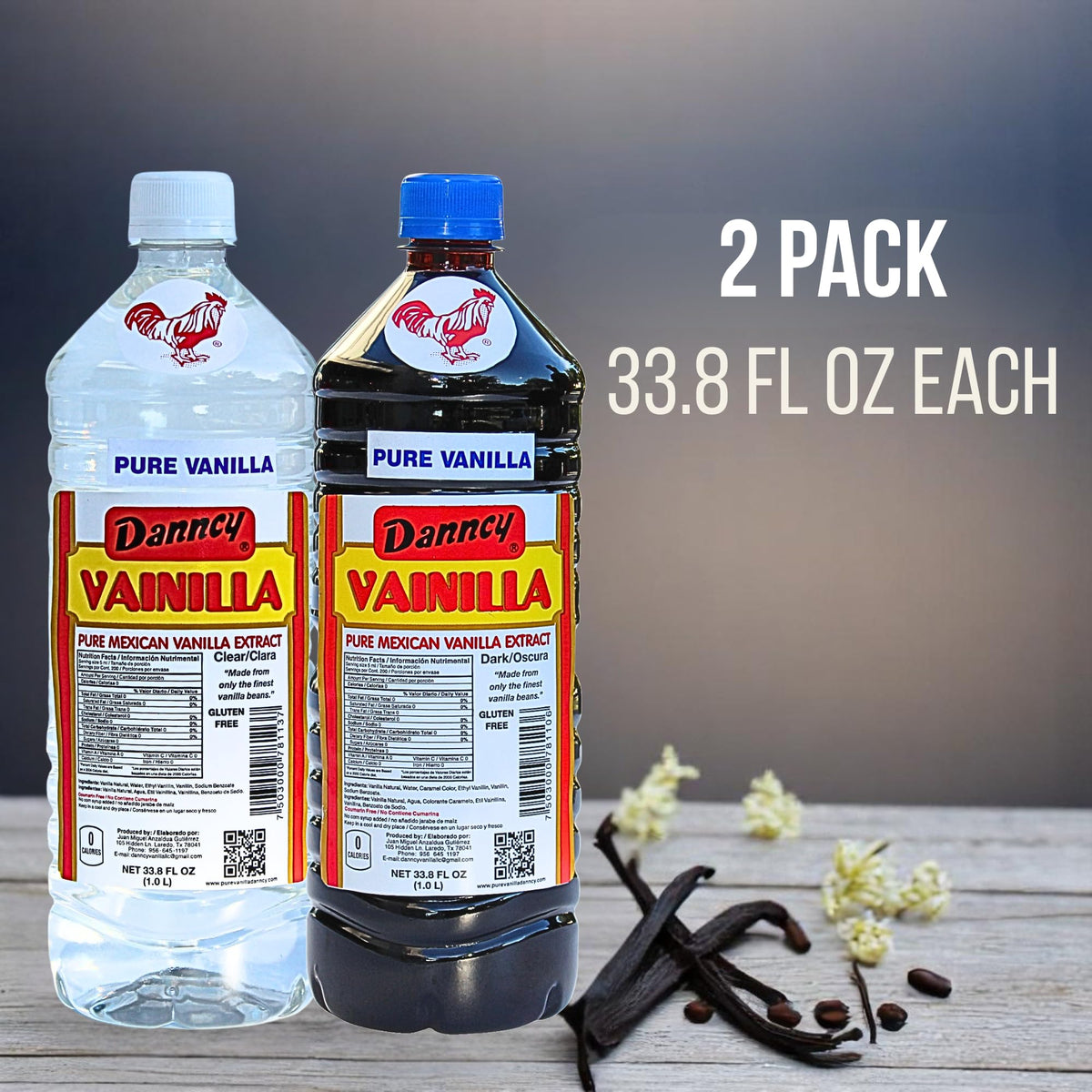 Danncy Vanilla Clear 33oz bottle preserves color while adding vanilla aroma.