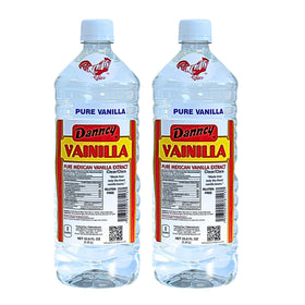 Danncy Vanilla Clear 1L bottle close-up showing rich vanilla flavor for baking.