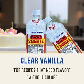 Danncy Vanilla Clear in a kitchen with cakes and coffee, showcasing versatility.