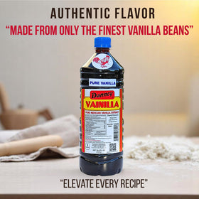 Close-up of Danncy Vanilla Dark label signaling authentic Mexican vanilla