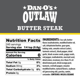 Dan-O's Outlaw Butter Steak bottle pour adds peppery steakhouse depth to beef.