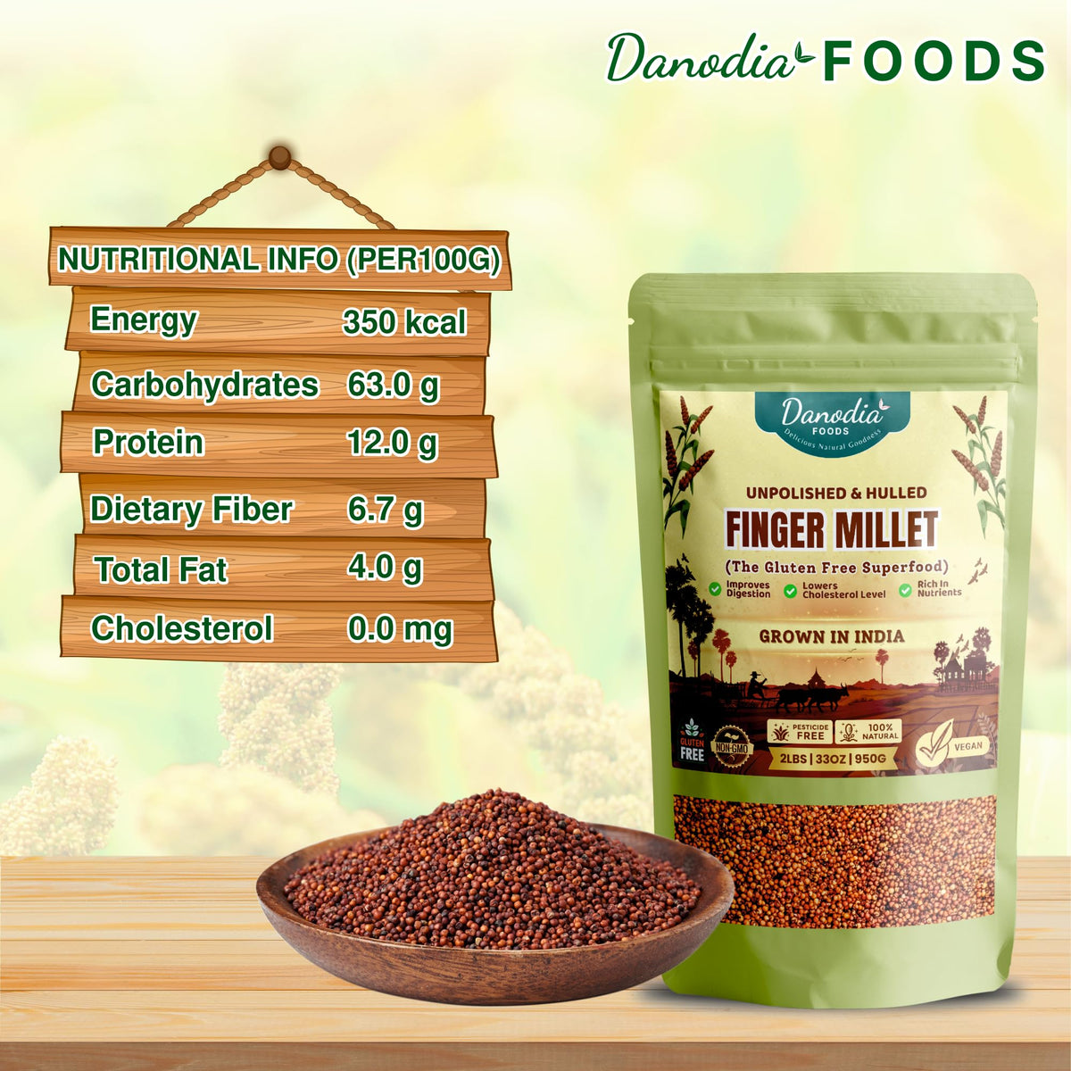 Danodia Foods finger millet in a pot producing fluffy texture with proper ratio
