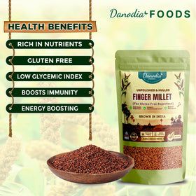 Danodia Foods finger millet grains close-up showing natural hull and aroma