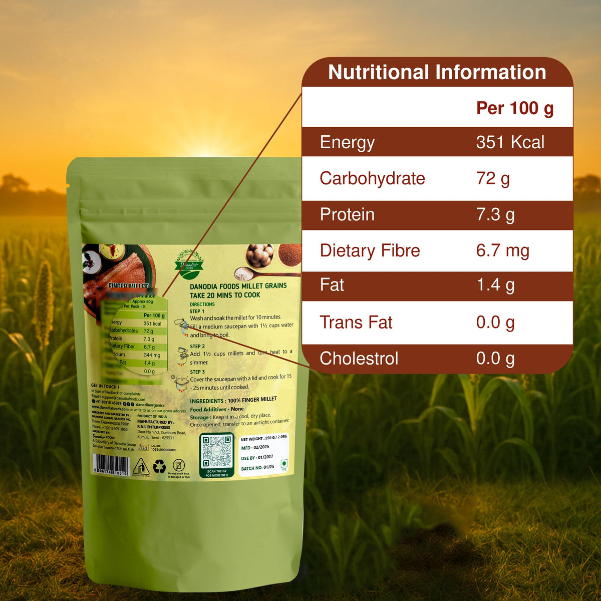 Danodia Foods finger millet multigrain chapatis offer fiber-rich breads.