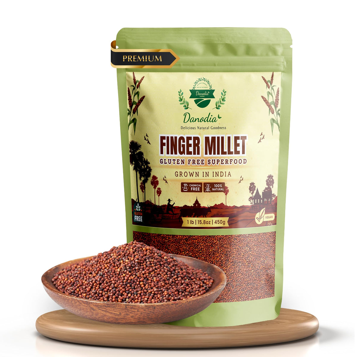 Danodia Foods finger millet raw grains for versatile gluten-free cooking.