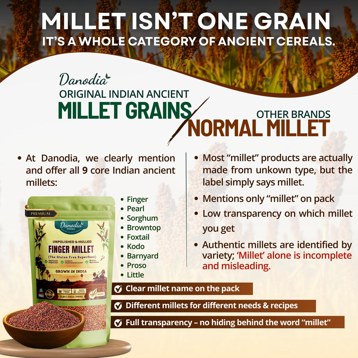 Danodia Foods finger millet soaking to soften bran for fluffier texture.