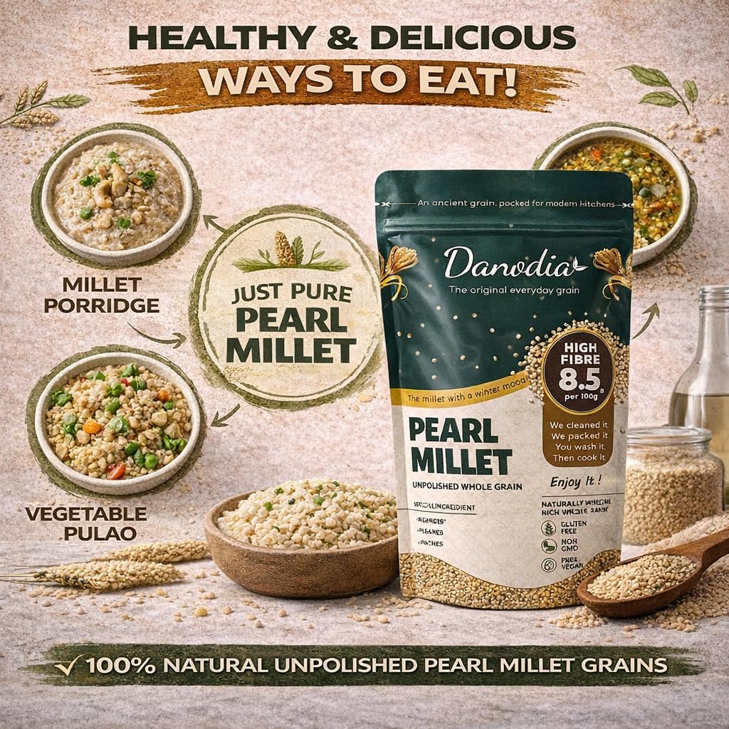 Danodia Foods Bajra organic packaging keeping grains fresh.