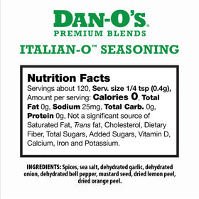 Danos ingredients list featuring rosemary and garlic for rich seasoning