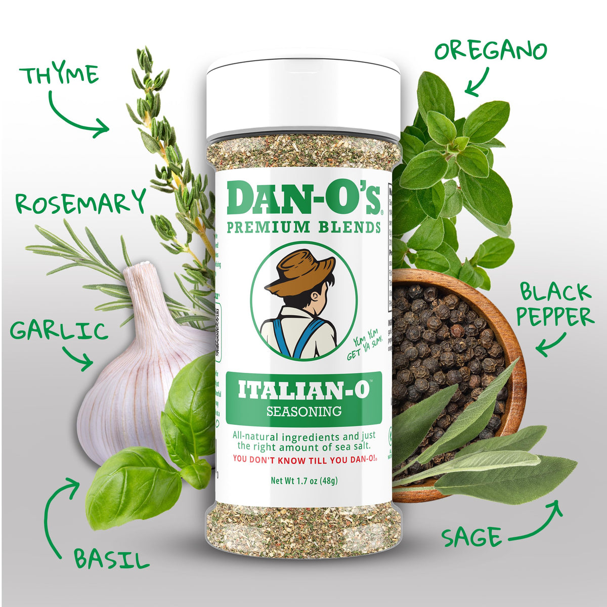 Danos Italian-O bottle jar with herbal aroma for pasta and sauces