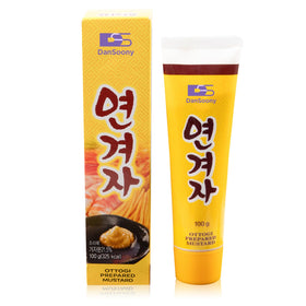 DanSoony hot spicy Korean yellow mustard tube paste in a 2-pack for bold noodles.