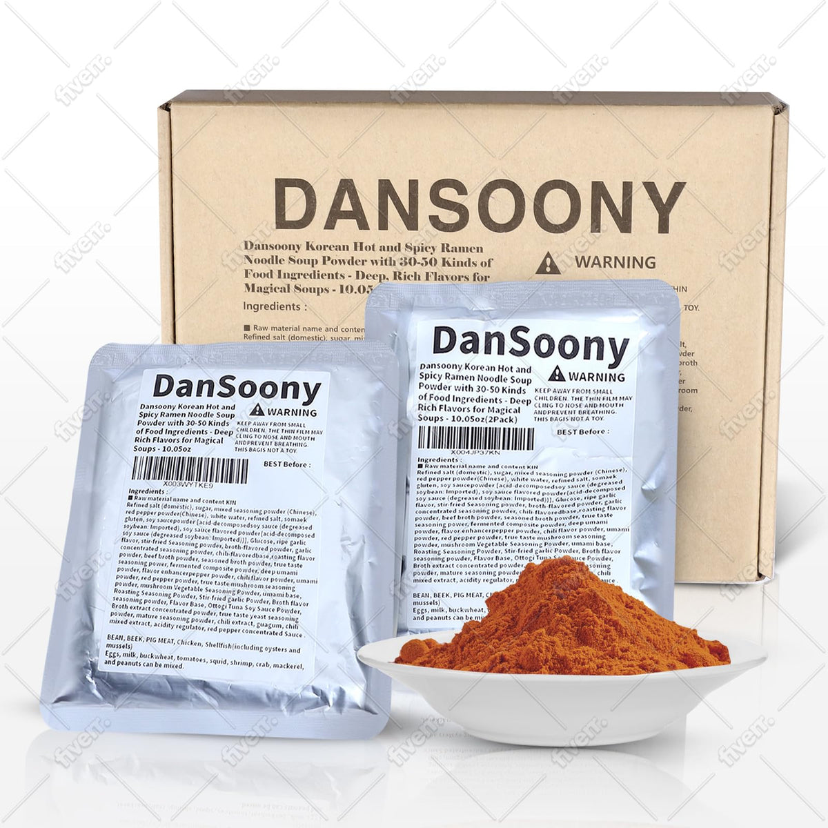 DanSoony Korean hot and spicy ramen powder jar enhances bold bowls with rich flavor.