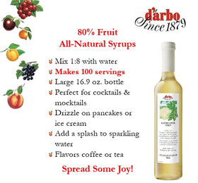 D’arbo elderflower syrup elevates cold beverages with floral notes.
