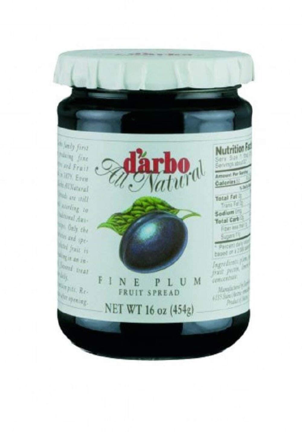 Darbo plum fruit spread jar shows rich color, ideal for breakfasts and snacks