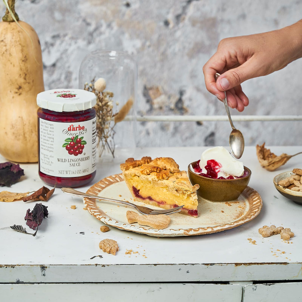 Darbo Lingonberry Sauce atop pancakes or yogurt showcases fruity breakfast versatility.