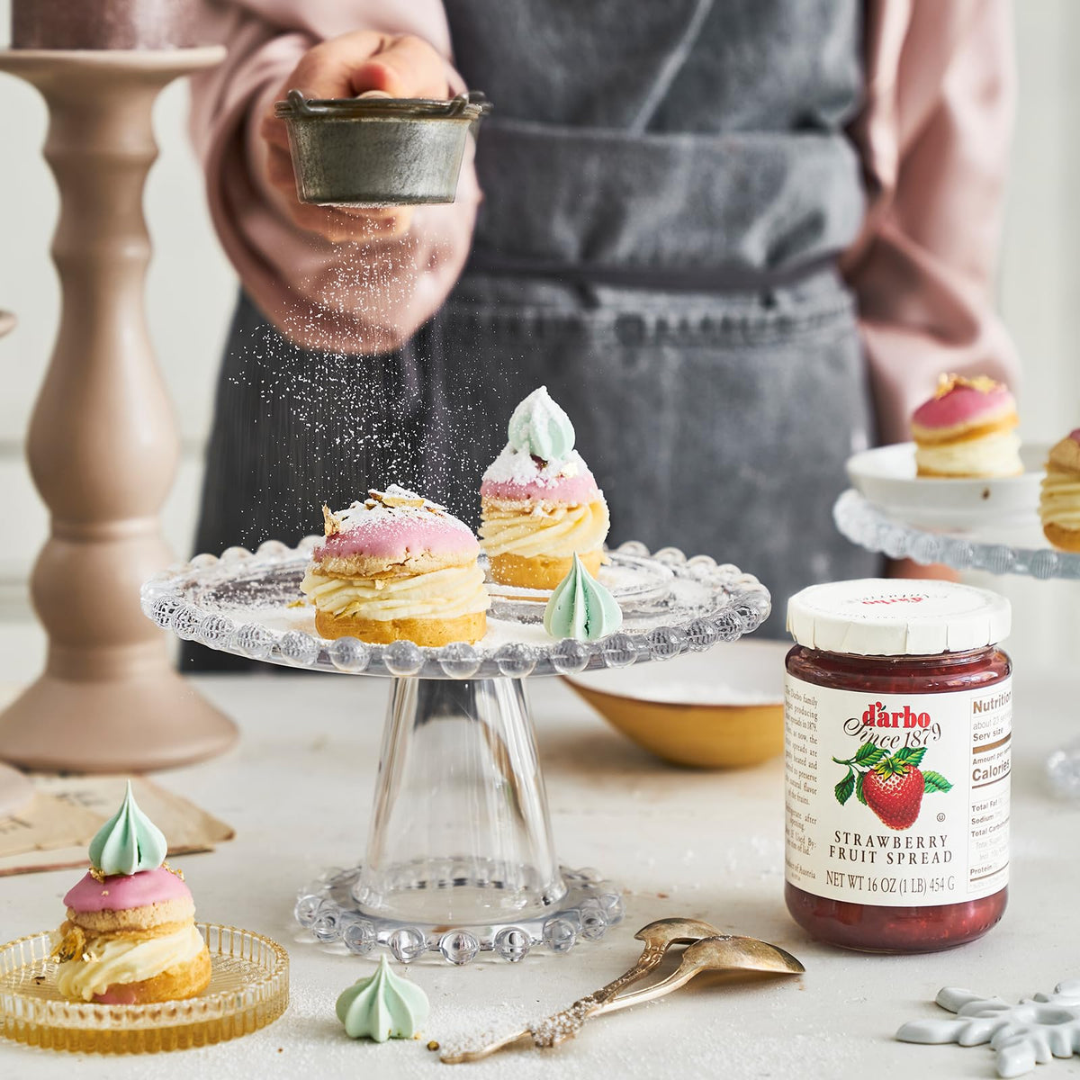 Darbo strawberry spread on bagels for a quick snack.