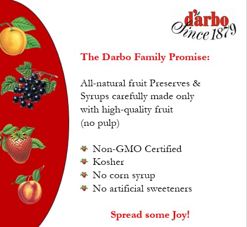 Glass jar of Darbo strawberry spread with lemon brightness note.