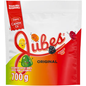 Dare Juicee Jubes mixed fruit front bag for on-the-go snacking.