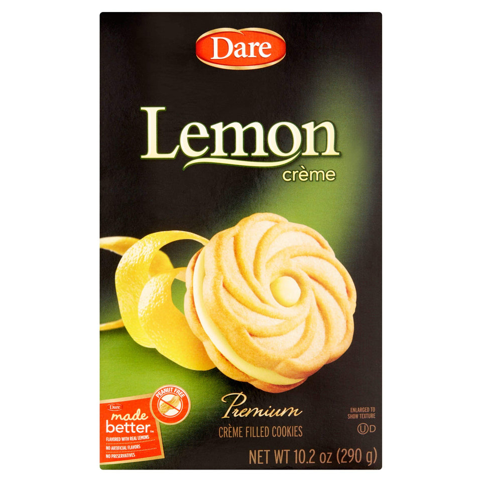 Dare Lemon Creme cookies 3-pack box, convenient on-the-go lemon cream snack.