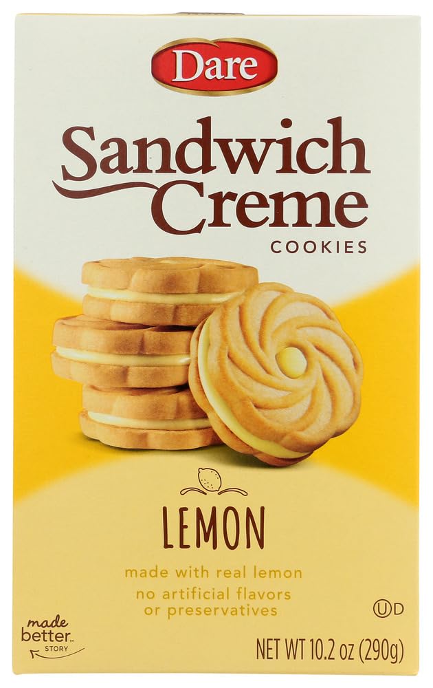 Dare Creme Cookies Lemon two-pack packaging for on-the-go snacking.