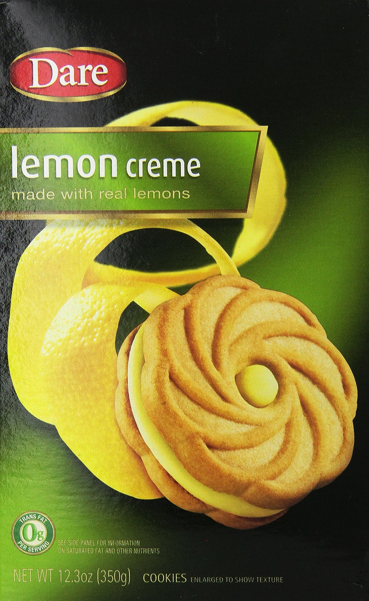 Dare Lemon Creme Sandwich Cookies box-2: tangy lemon creme with buttery cookies, great for gifting.