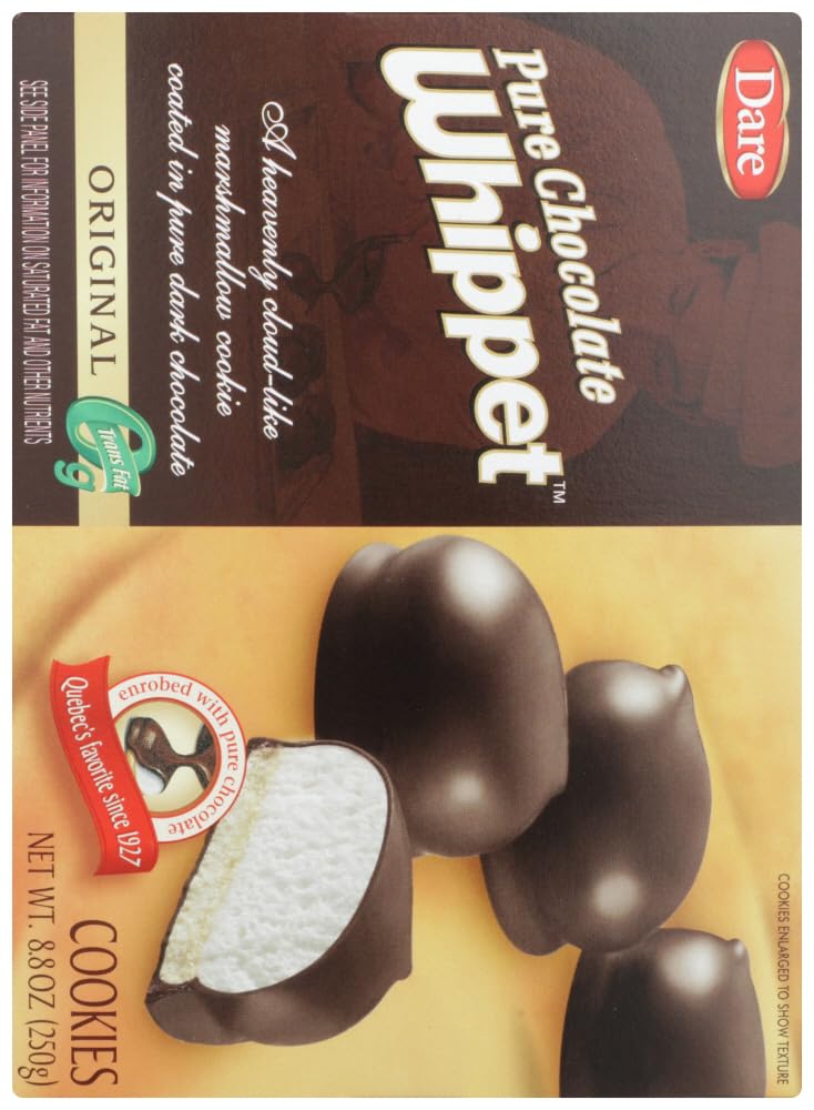 Dare Whippet Original Cookies on crisp biscuit base with rich coating, delivering satisfying crunch.
