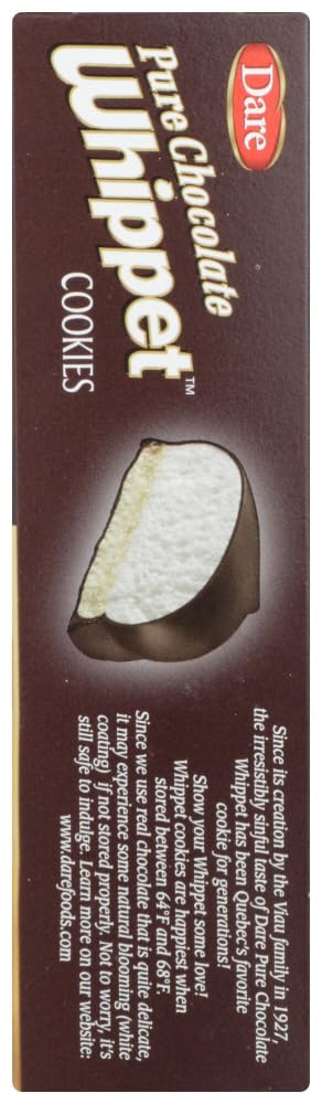 Dare Whippet Original Cookies cross-section reveals fluffy marshmallow center for a soft bite.