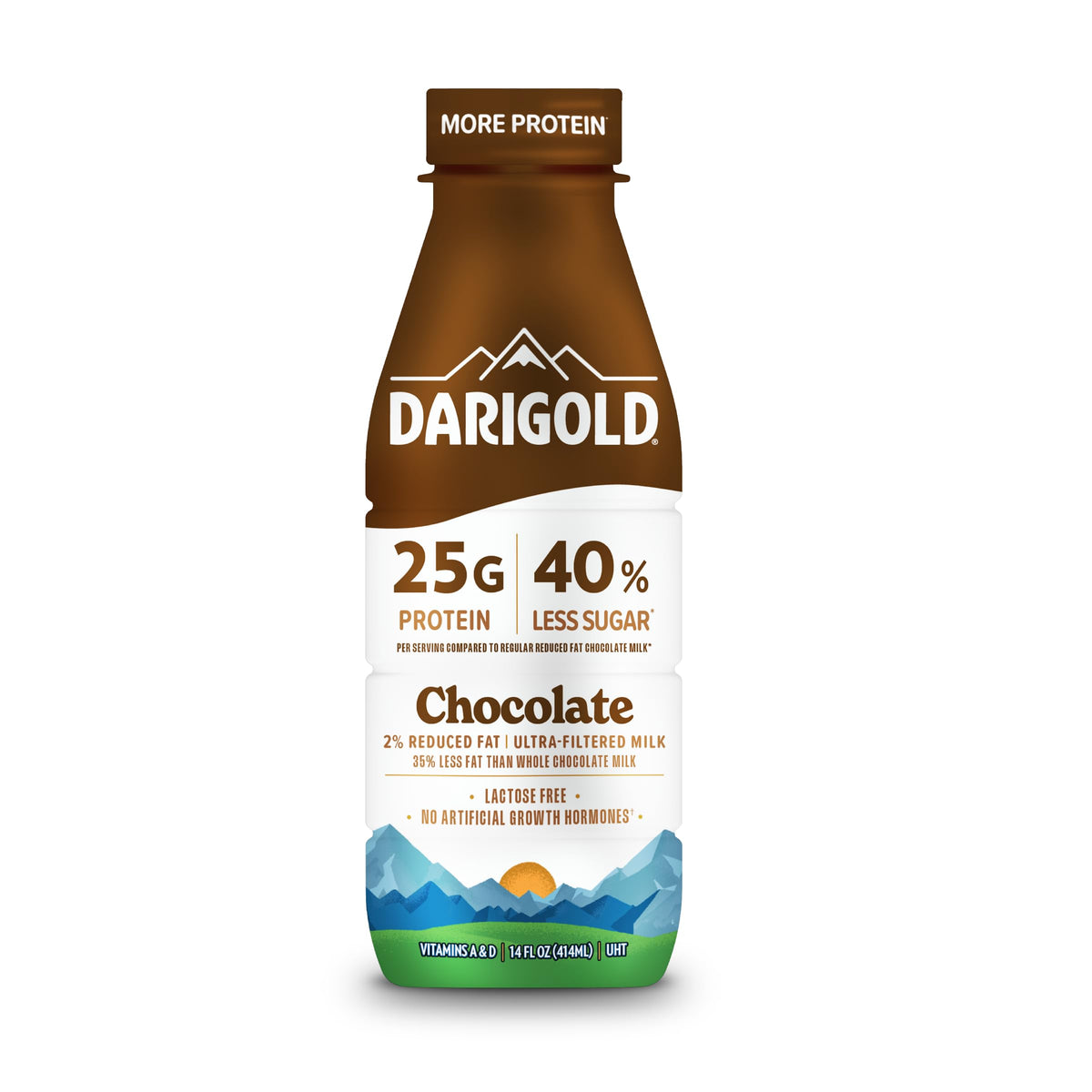 Darigold FIT chocolate milk in glass, ready to enjoy after opening.
