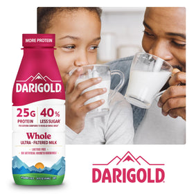 Darigold FIT ultra-filtered milk label highlighting reduced sugar and protein.