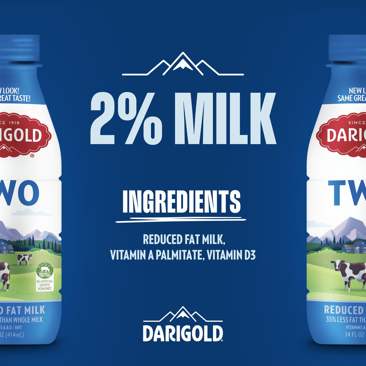 Darigold 2% milk being poured, highlighting convenient on-the-go use.