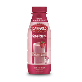 Darigold Strawberry 1 Percent Milk on-the-go bottle for school lunches.