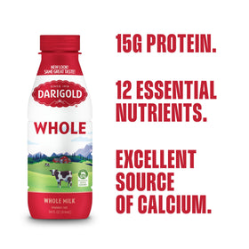 Darigold whole milk bottle pour highlights rich texture for recipes