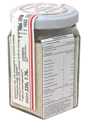 Dario Cecchini herb salt jar blends sage and thyme for savory roasts.