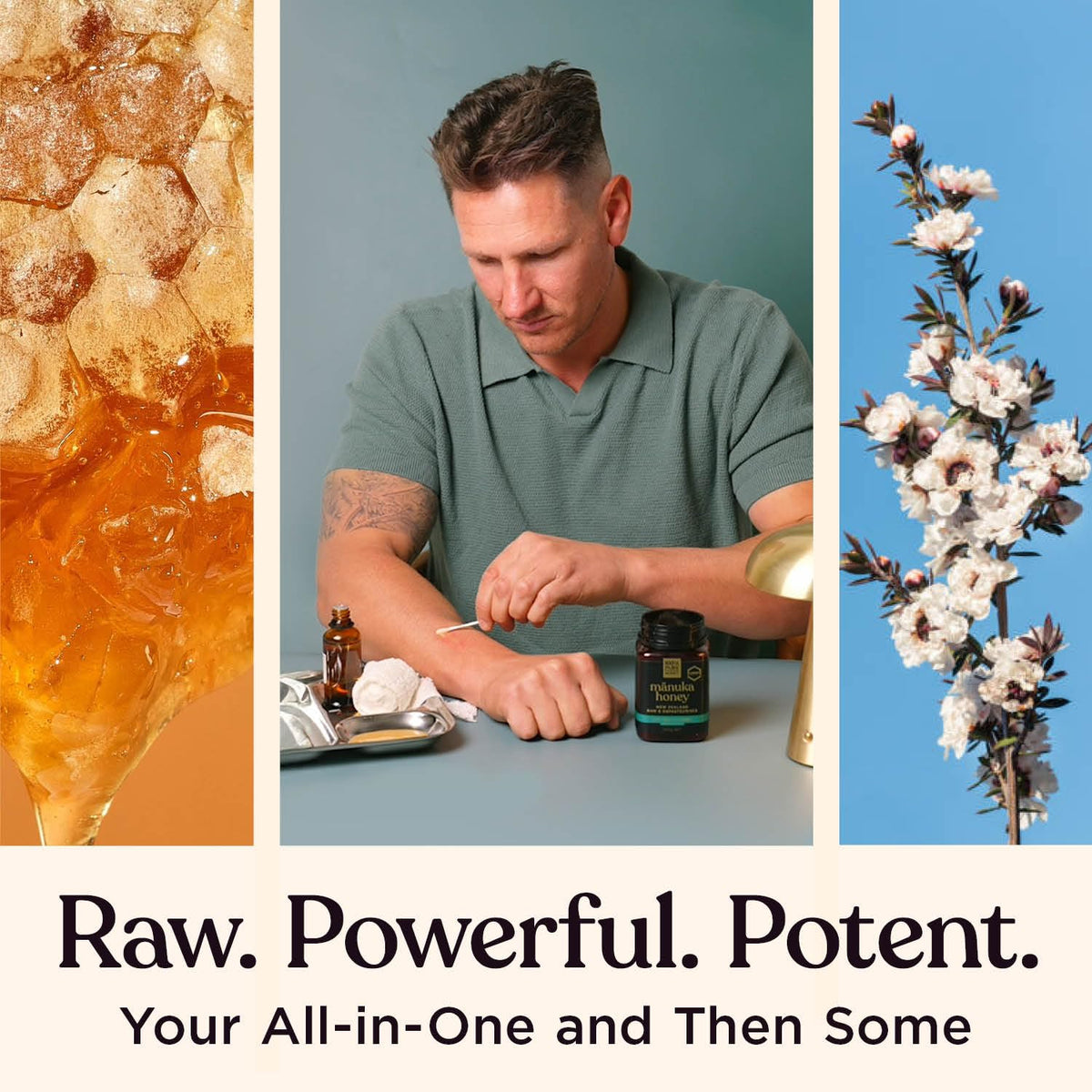 Dark Manuka honey color and thick texture for bold flavor