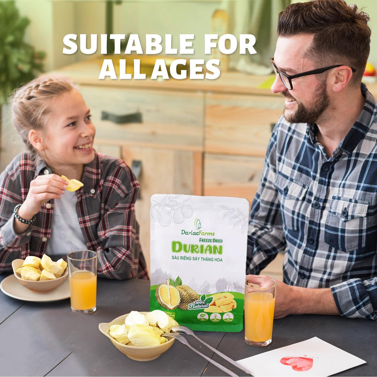 DARLACFARMS durian bites as a yogurt topping with rich flavor